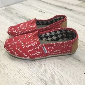 Toms Red Math Equation Slip On Flat Corduroy Patch
